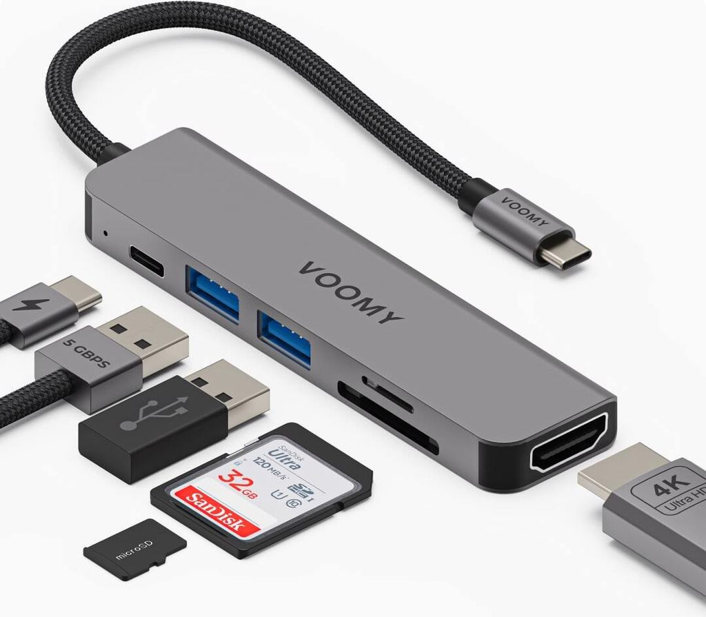 VOOMY Connect H6 – 6-in-1-Hub – 4K HDMI – 100 W USB-C