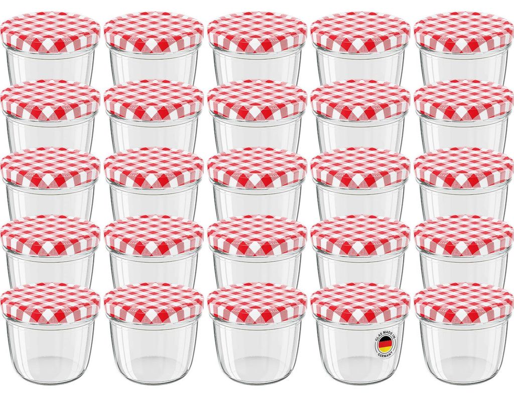 25 Stück WELLGRO Vorratsglas Einmachgläser Schraubdeckel Produktbild 