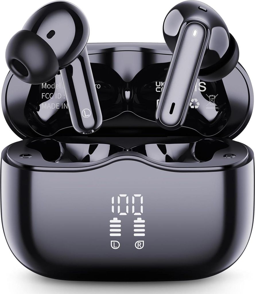 Bluetooth Kopfhörer, 2026 Kopfhörer Kabellos Bluetooth 5.4 mit 4 ENC Noise Cancelling Mics, 3D Tiefer Bass, 40Std In Ear Kabellose Kopfhörer IP7...