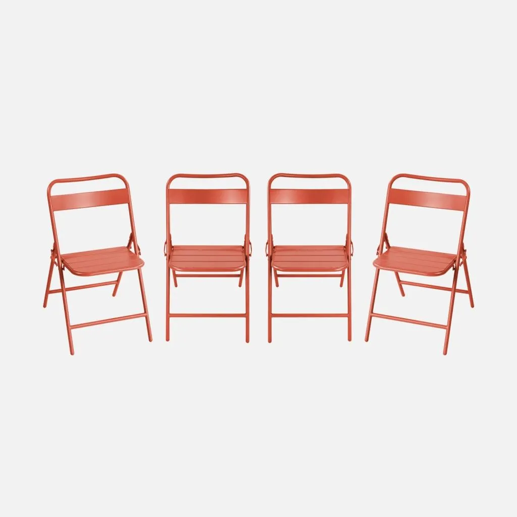 4 Sedie da Giardino Terracotta Acciaio | Atmosfera Bistrot Antico