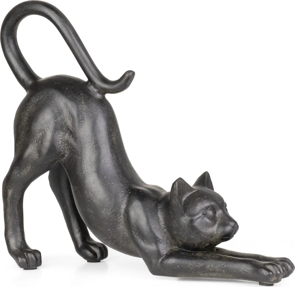 Statua Gatto Nero Moderno - Soprammobile Elegante in Poliresina