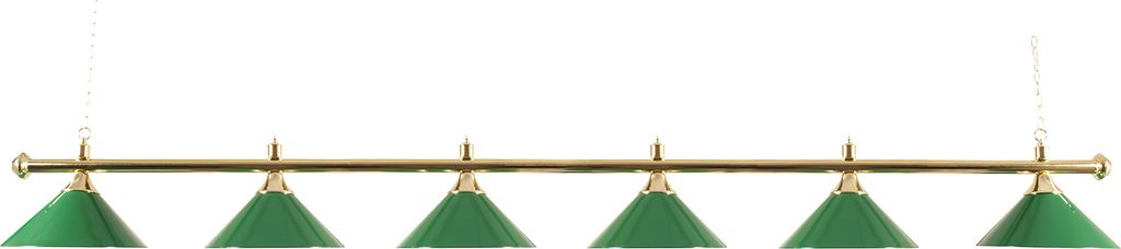 Lampa bilardowa z 6 kloszami, mosiądz/zielony Zdjęcie produktu 