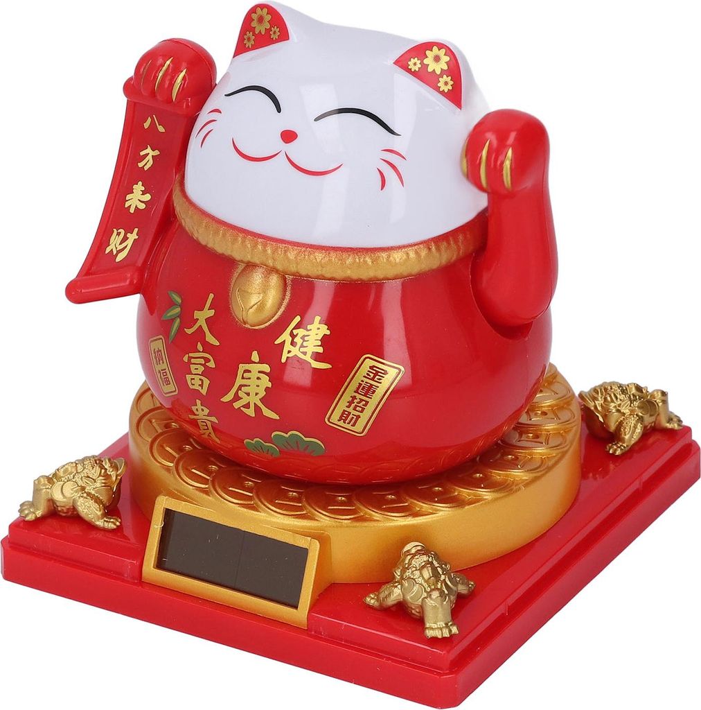 Lucky Cat Waving Arm Solar Powered Light Induction Wealth Welcoming Fortune Cat Decoration für Home Car Dashboard Housewarming Gift L
