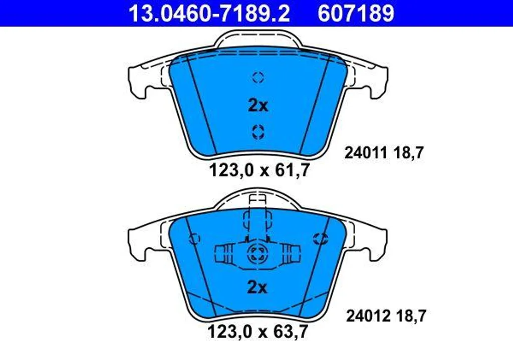 Jeu de Plaquettes ATE 13.0460-7189.2 : Freinage Haute Performance OE 274528