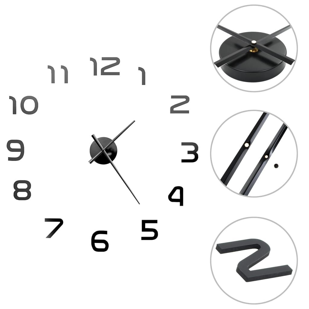 vidaXL 3D-Wanduhr Modernes Design 100 cm XXL Schwarz Produktbild 