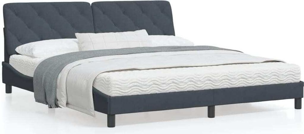 "Rabatt" Bettrahmen Hohe Qualität, Bettgestell moderne, mit Matratze, Dunkelgrau 180x200 cm Samt - Klassische Betten CC9232