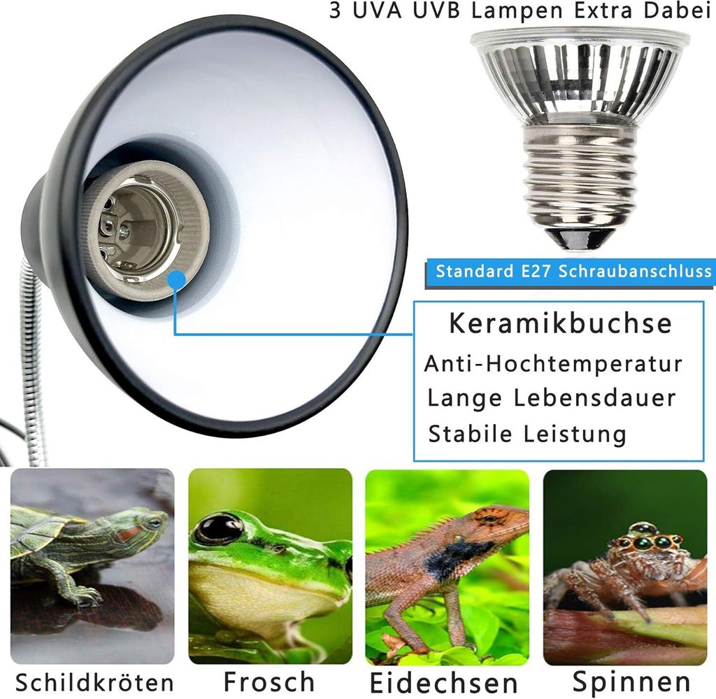 Reptilien Wärmelampe 25W/50W – Für Schildkröten, Echsen, Terrarium