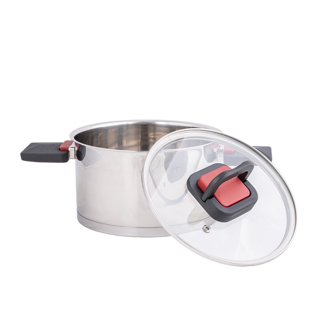 Topf 2L Edelstahl Kochtopf Klappgriffen Suppentopf Induktion Universaltopf Fleischtopf 18cm Elexo