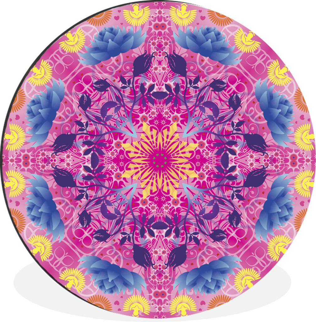 MuchoWow Aluminium Wandkreis Mandala bunt Ø 30 cm Wanddeko Modern Wohnzimmer - Wand Bild - Wohnzimmer - Runde Bilder - Alubilder - Kunst für zu...