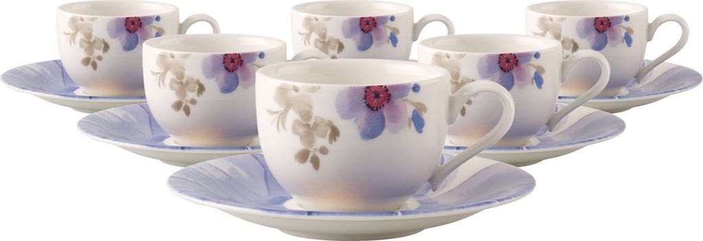 Villeroy & Boch Mariefleur Gris Basic Espressotasse mit Untertasse 50 ml 6er Set