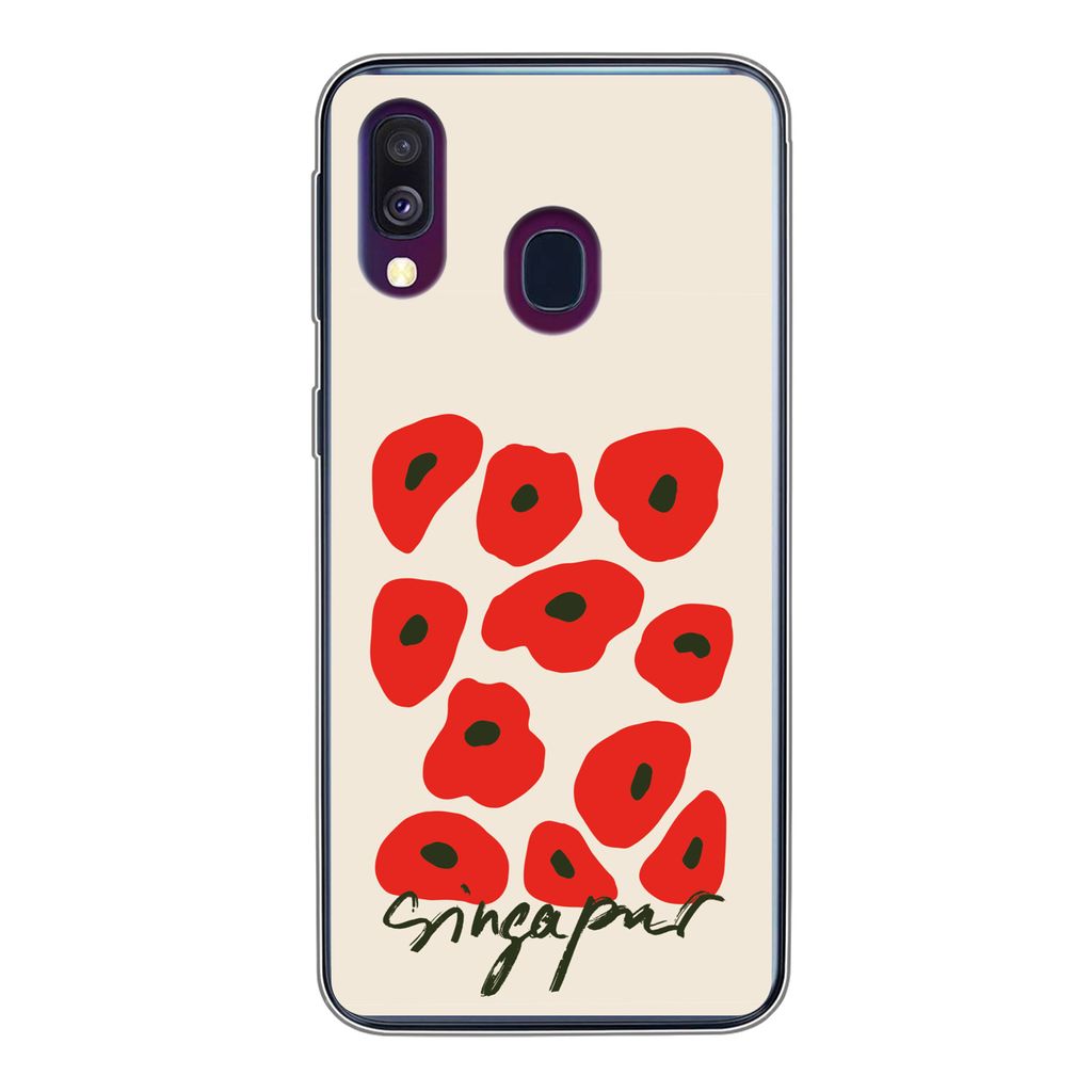 MuchoWow Handyhülle Schutzhülle Hülle für Samsung Galaxy A40 Blumen - Mohn - Muster Silikon Softcase Handy Hülle - Handy-Tasche