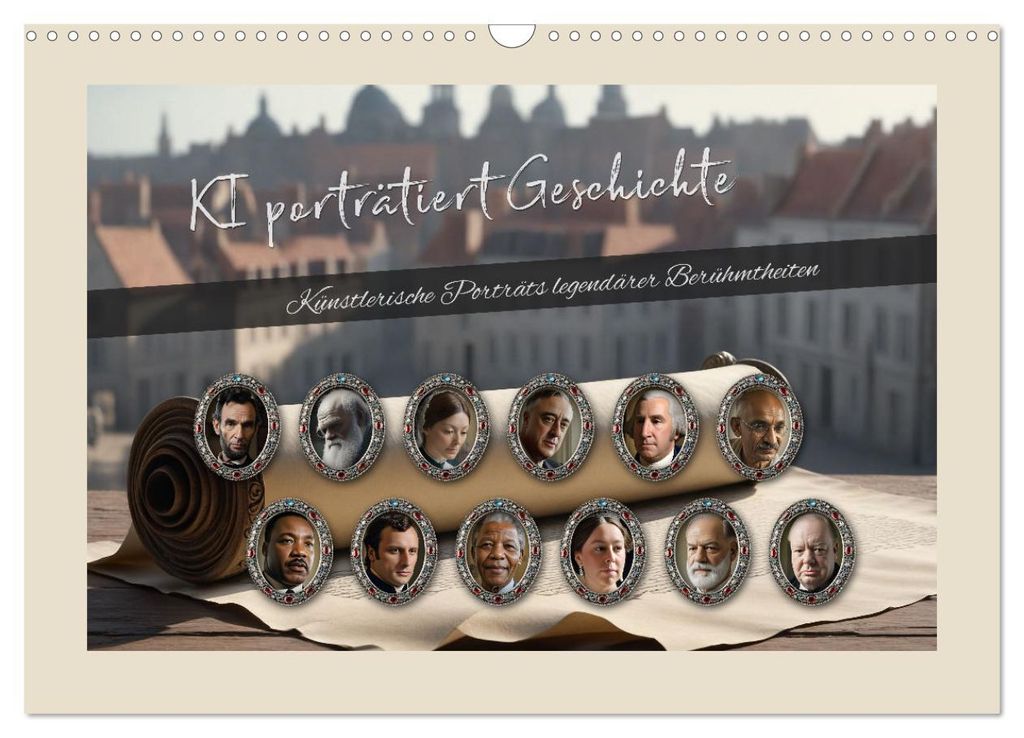 KI porträtiert Geschichte (Wandkalender 2027 DIN A3 quer), CALVENDO Monatskalender