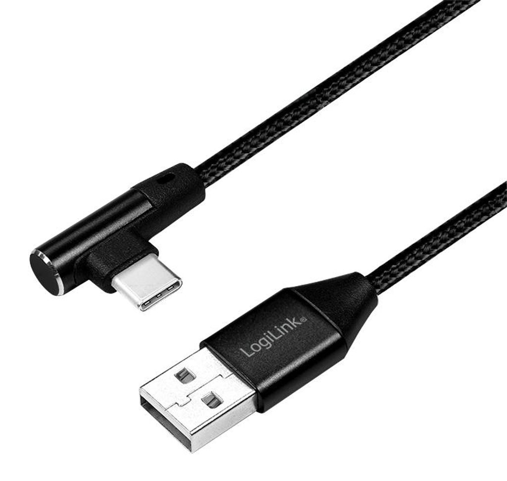 Kabel LogiLink USB - USB-C (M) úhlový na USB (M) Obrázek produktu 