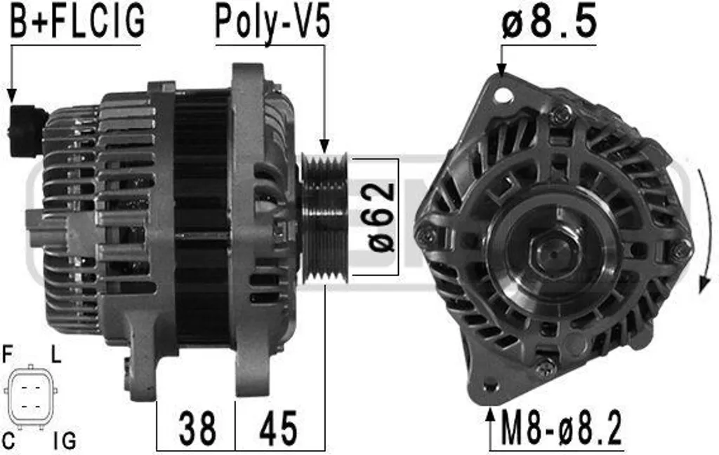 ERA 210953A - Alternateur puissant pour Honda Honda Civic 8 & Jazz 3