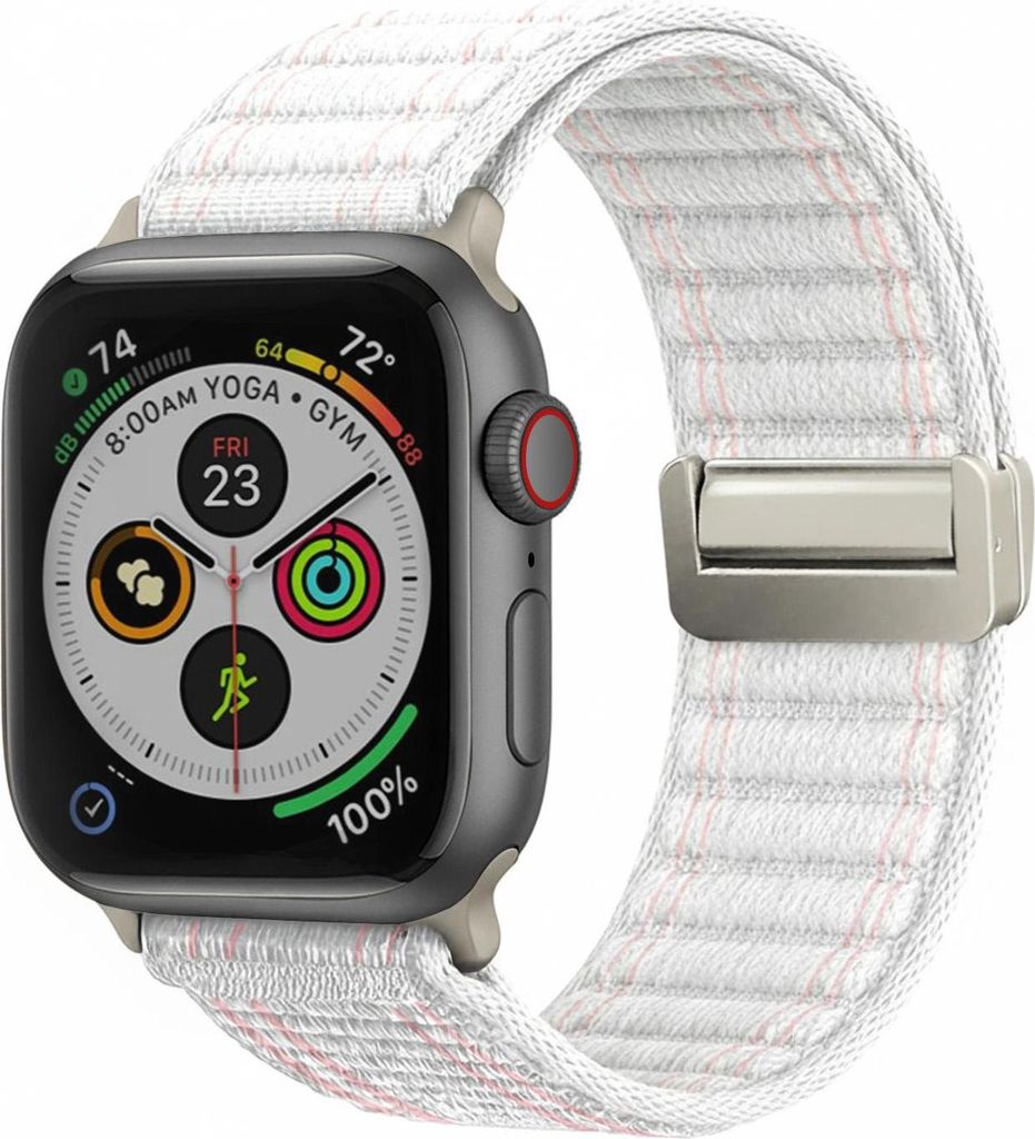 Smartwatch Armband für Apple Watch SE 2 40mm Nylon Textil Band Ersatzband Wechselband Magnetverschluss flexibel atmungsaktiv Weiß