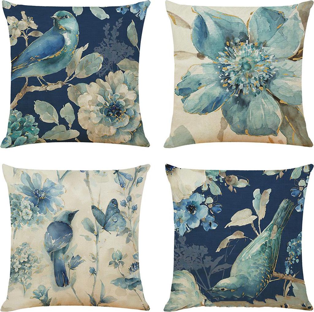 Dekorative Kissenbezüge, 4er-Set, quadratische Sofakissen, Kissenbezüge für Couch, Sofa und Wohnzimmer, 45,7 x 45,7 cm