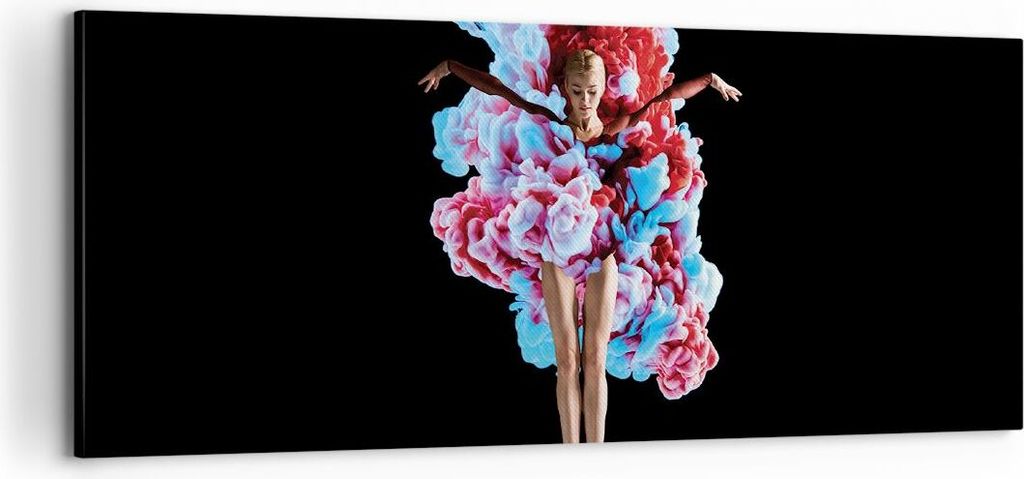Bild auf Leinwand - Leinwandbild - Einteilig - Mädchen bunt Rauch - 100x40cm - Wand Bild - Wanddeko - Wandbilder - Leinwanddruck - Bilder - Wandde...