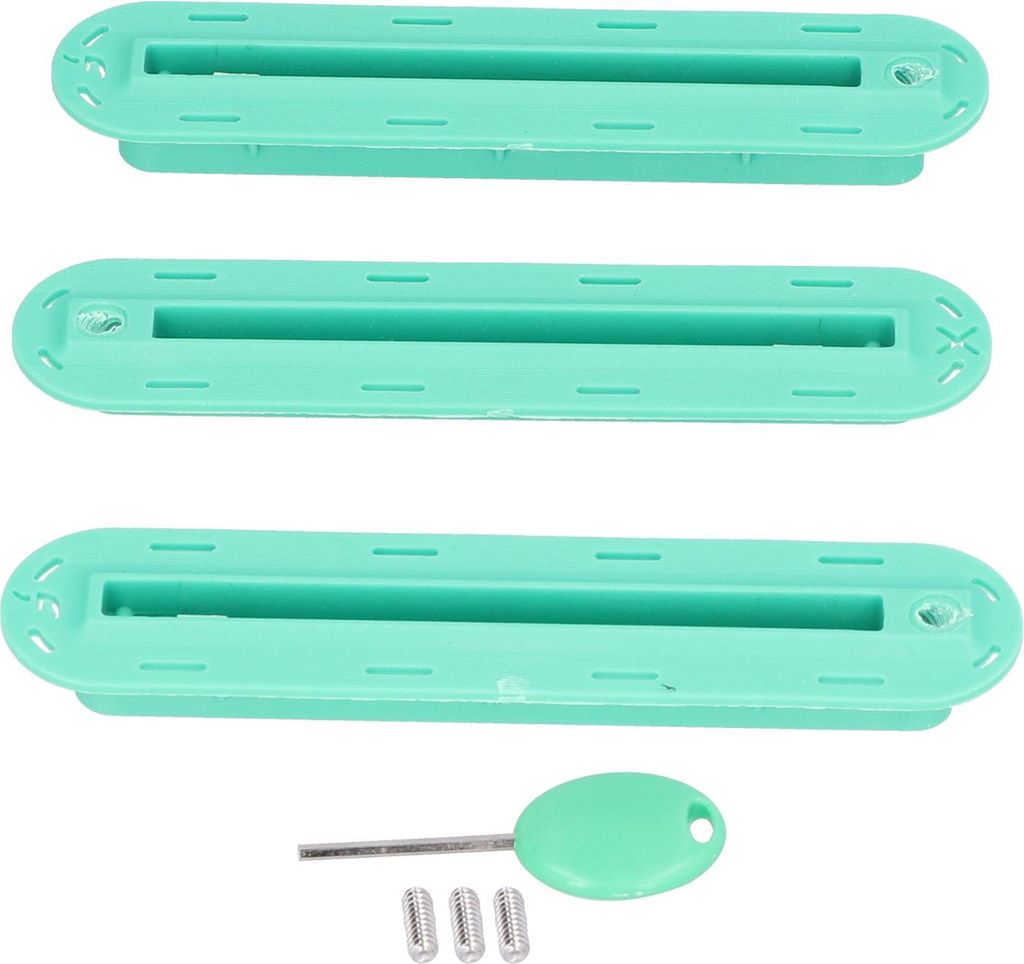 3-tlg. Surfboard-Steckschienen Set, Finnenhalter aus Kunststoff mit Schrauben, grün