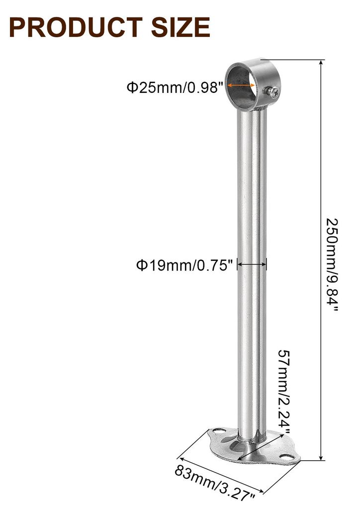 2 Stš¹ck Gardinenstange Halterung Handtuchstange vorhangstange fš¹r 25mm/0,98" Rohrl?nge 250mm/9,84" Edelstahl Deckenhalterung Gardinenstange f...