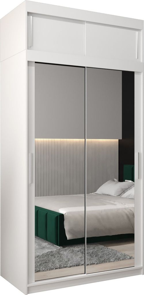 Kleiderschrank, Schiebetürenschrank Schlafzimmer, Schrank mit Spiegel TOKYO 3 120 mit Aufsatz, Höhe 240 cm