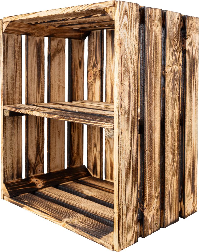 Creative Deco Caisse en Bois Flammé avec Etagere 50 x 40 x Image du produit 