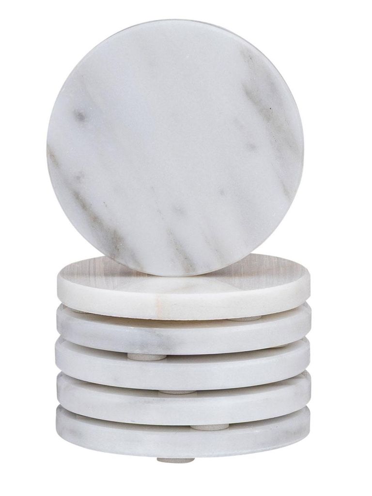 6er Set Glas Untersetzer 10cm rund Marmor Natur Küchendeko Produktbild 