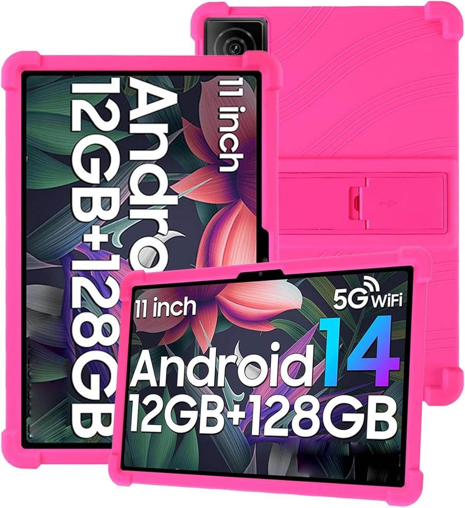 Tablet Hülle für Doogee T30 Pro 11,0", Stoßfeste Weiches Silikon Schutzhülle mit Standfunktion Rosa
