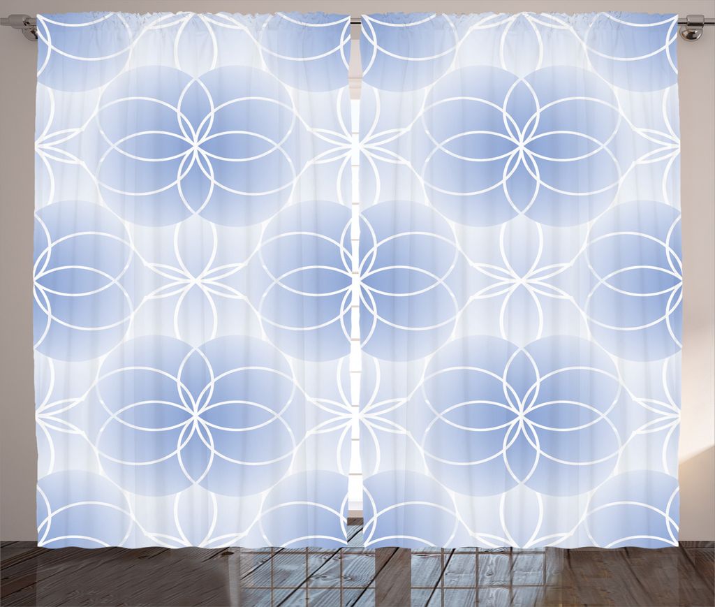 ABAKUHAUS Blau Rustikaler Gardine, Blume des Lebens Kunst, Schlafzimmer Kräuselband Vorhang mit Schlaufen und Haken, 280 x 225 cm, Hellblau