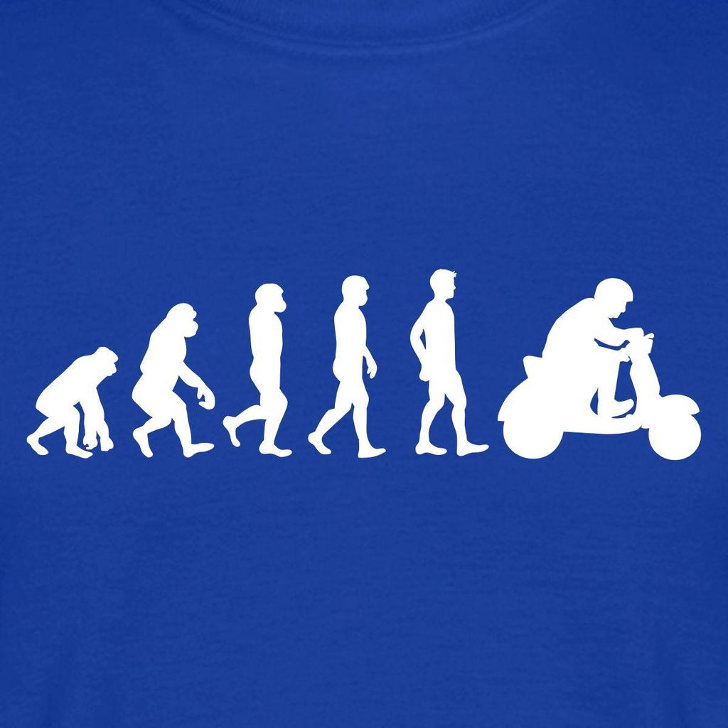 Spreadshirt Evolution Rollerfahrer Moped Motorroller Männer T-Shirt, M, Dunkelblau
