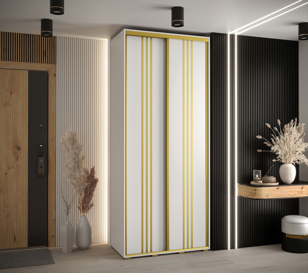 Kleiderschrank ASIRI 6 - 120/45 cm, weiß/gold
