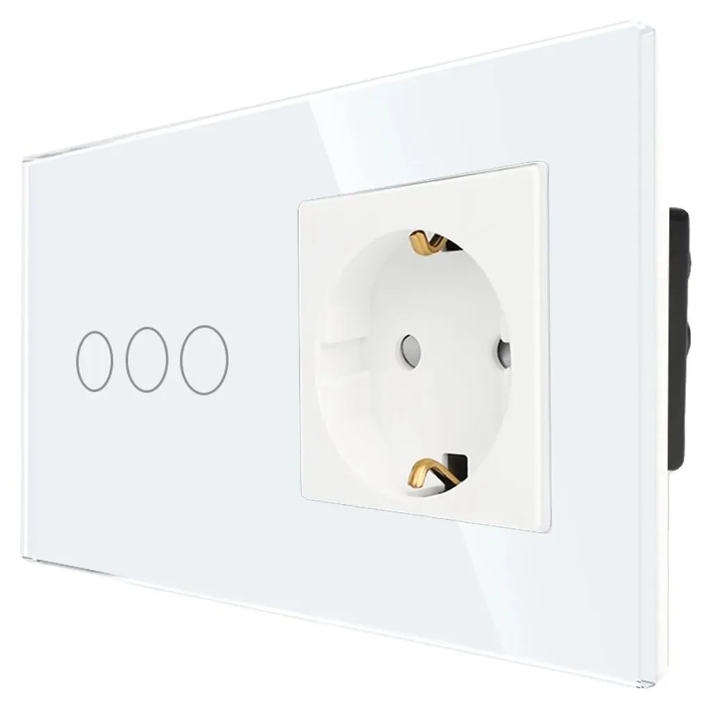 Interrupteur tactile 3 voies en cristal blanc pour supprimer les bruits