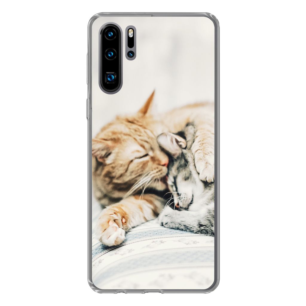 MuchoWow Handyhülle Schutzhülle Hülle für Huawei P30 Pro Katzen - Sofa - Wohnzimmer Silikon Softcase Handy Hülle - Schutzdeckel