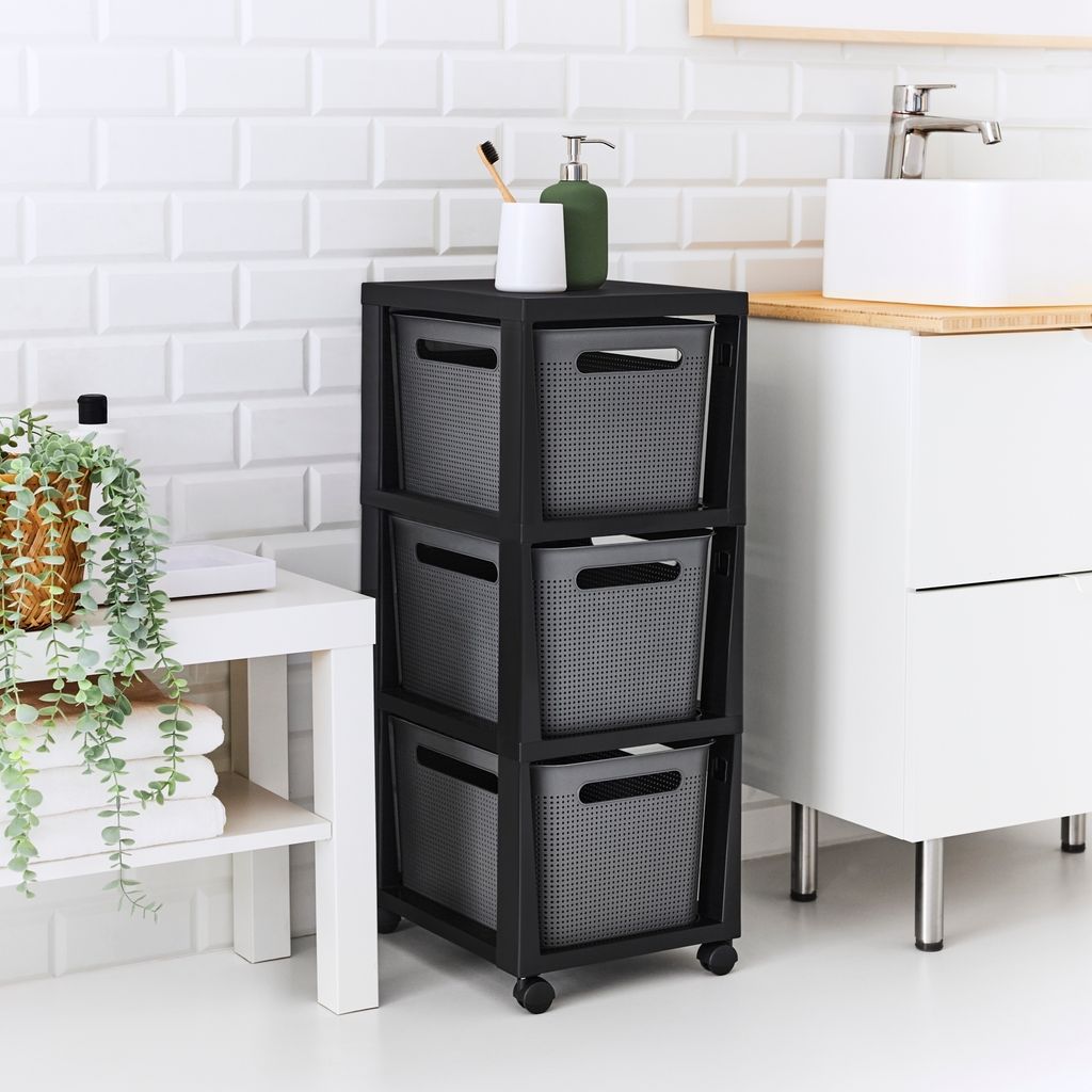 Rotho Brisen mobilny cokół z 3 szufladami, 3x16 l biały Zdjęcie produktu 8