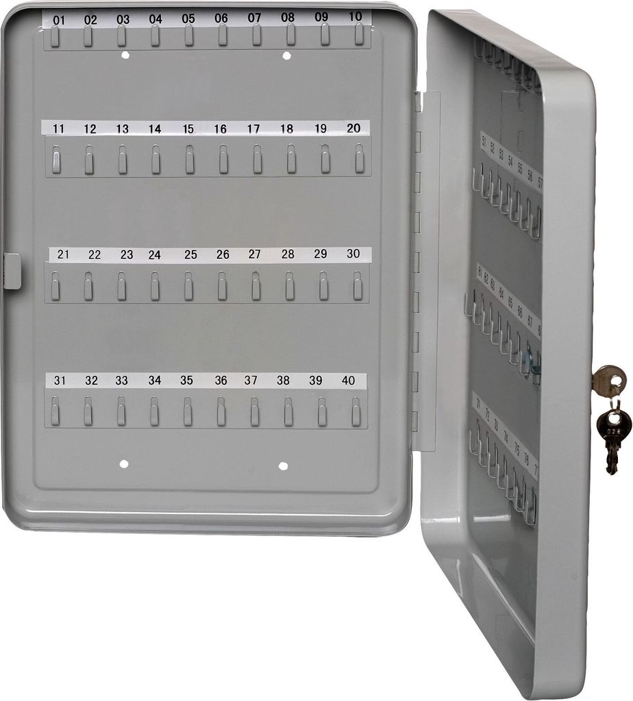 Schlüsselkassette Stahlblech 280x60x370mm für 80 Schlüssel lichtgrau Packung mit 8 Stück