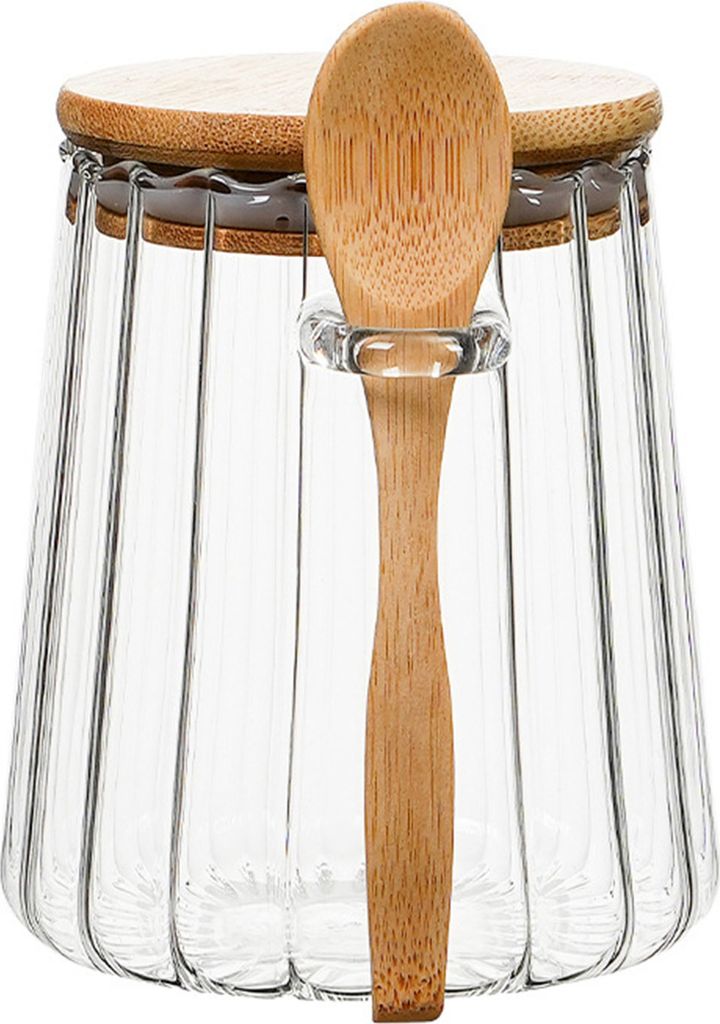 700 ml Vorratsdose aus Glas mit Löffel, großes Fassungsvermögen, weite Öffnung, BPA-frei, vielseitig einsetzbar, Behälter für Kaffee und Zuck...