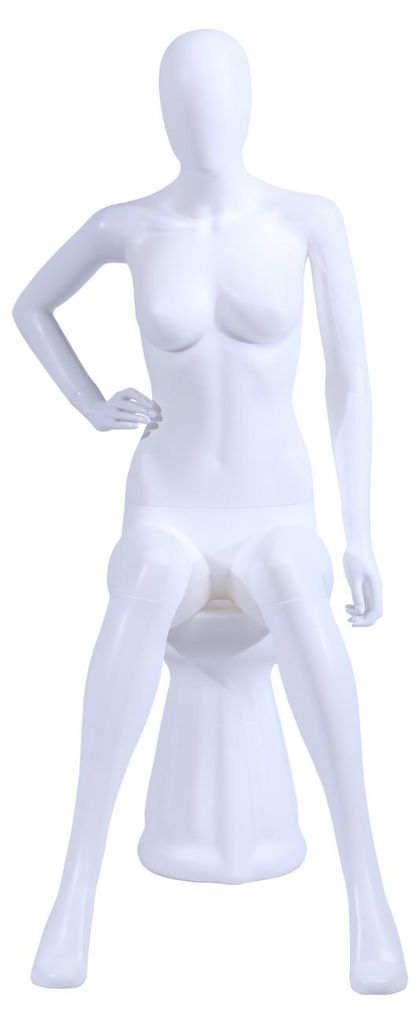 Frau FC-66W weibliche sitzende Schaufensterpuppe weiß matt  Produktbild 
