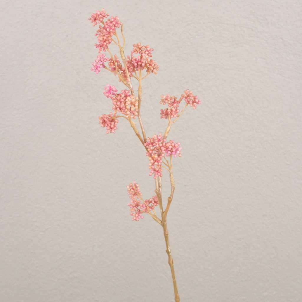 artplants.de Kunst Liebesperlenstrauch Zweig BEYNAC, Beeren, rosa, 45cm - Künstlicher Beerenzweig