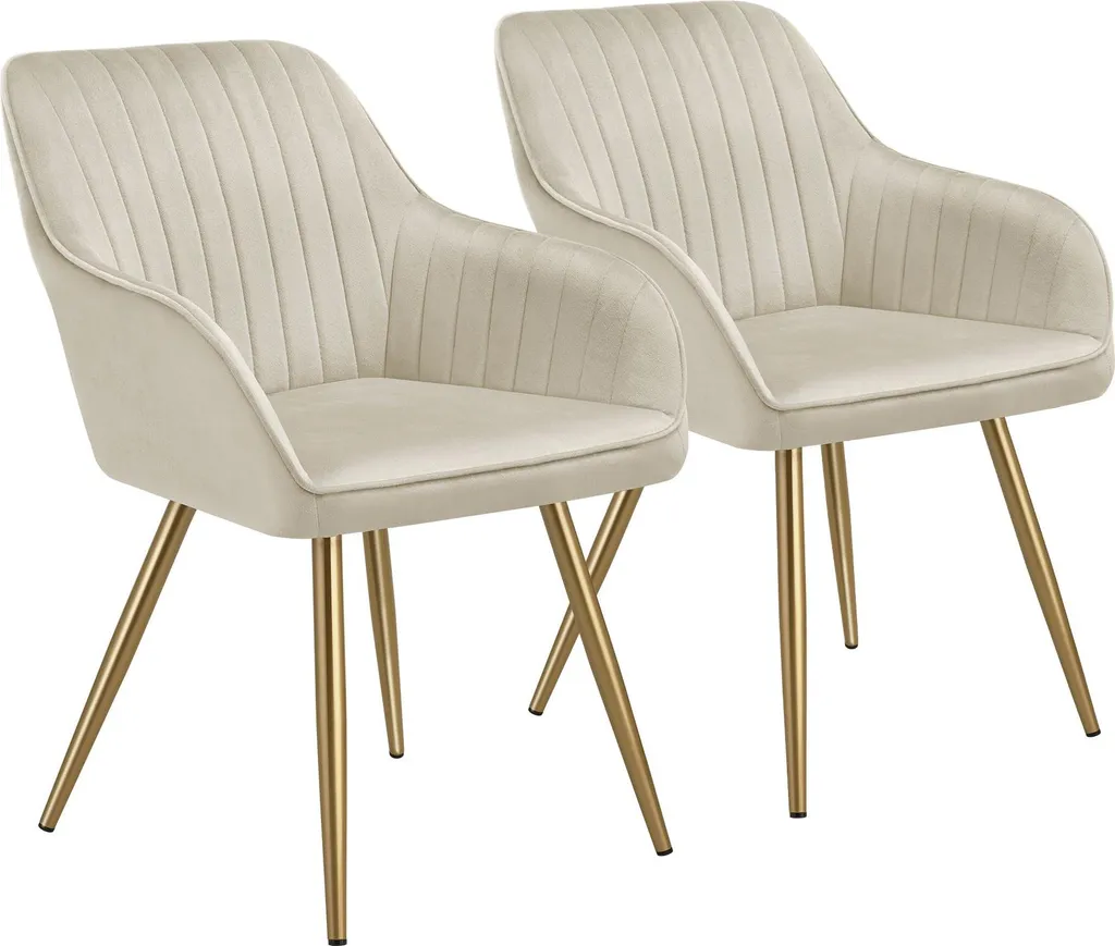 Chaises velours crème MARILYN : confort et style or pour petit espace x2