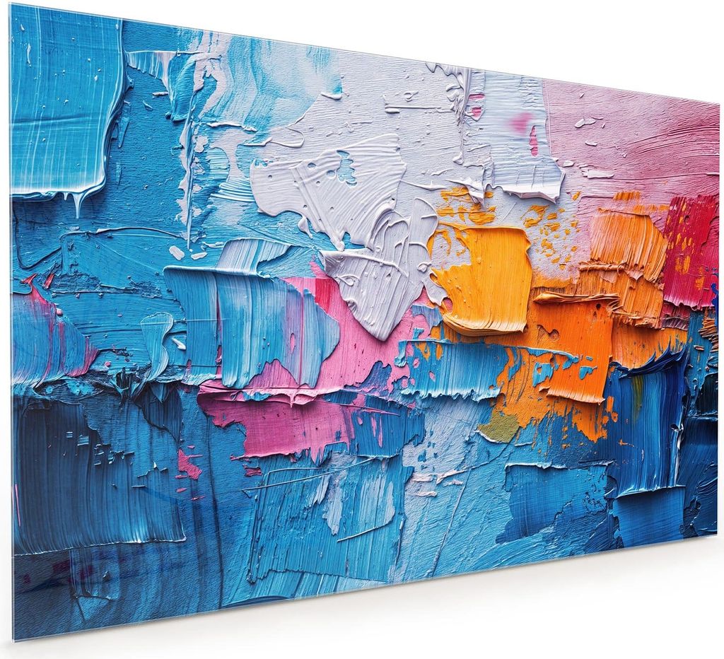 Küchenrückwand Spritzschutz Glas mit Motiv Farbstruktur Artwork 40 x 40 cm