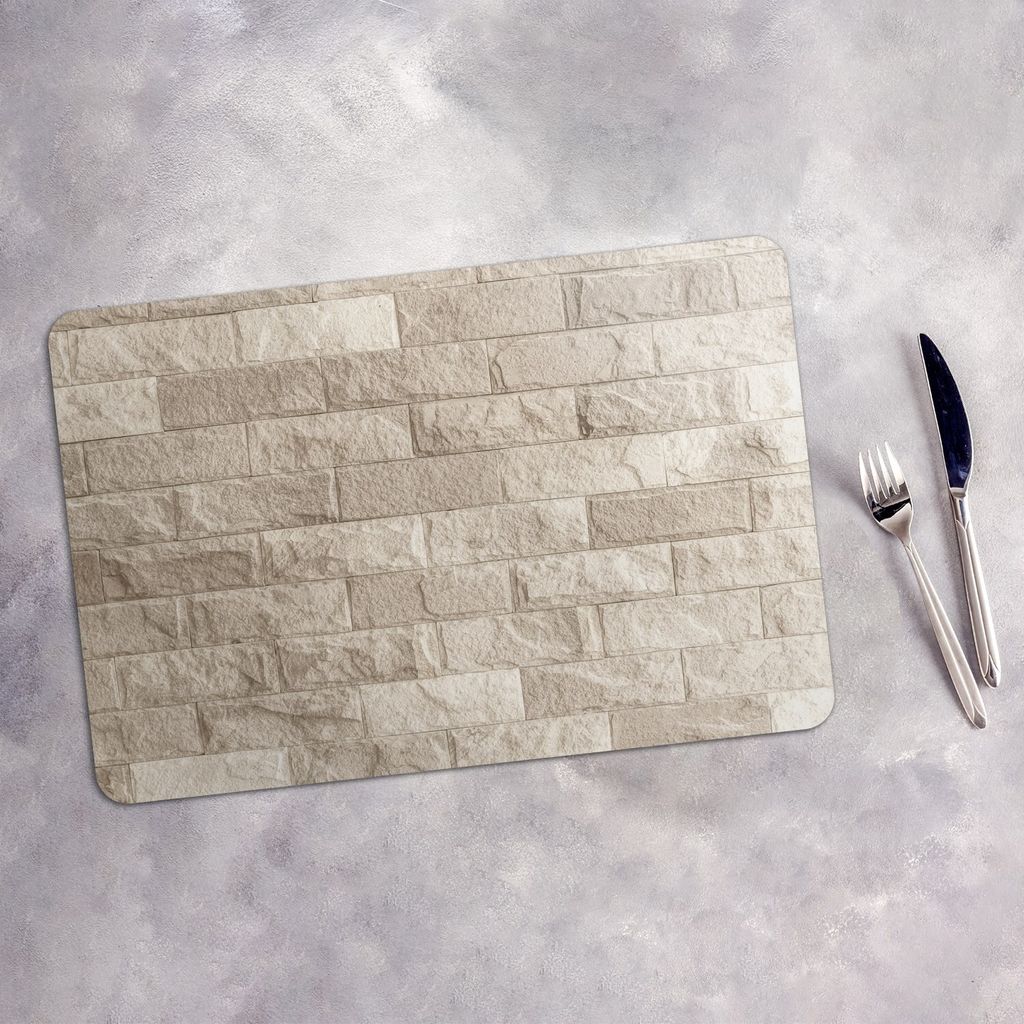 Tischset 4x45x30 cm + 10fi cm Platzset Tischmatte Platzmatte Untersetzer - weißer Backstein Ziegel