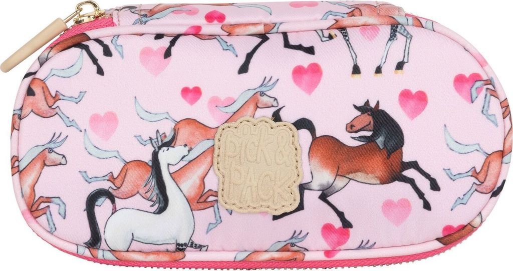 Pick & Pack Schlampermäppchen Beautiful Butterfly Pencil Case Magic Horses rosa