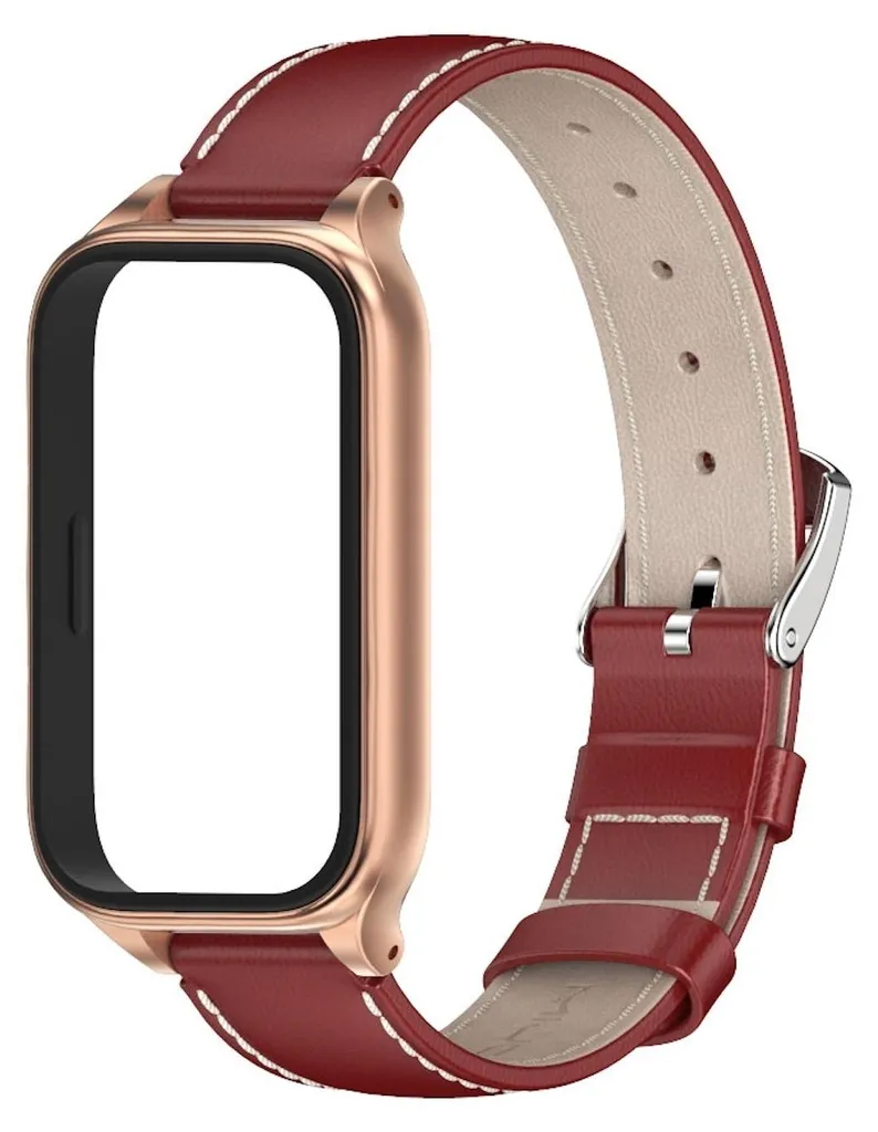 Cinturino Pelle per Xiaomi Smart Band 9 Active / Redmi Band 3 - Rosso Oro