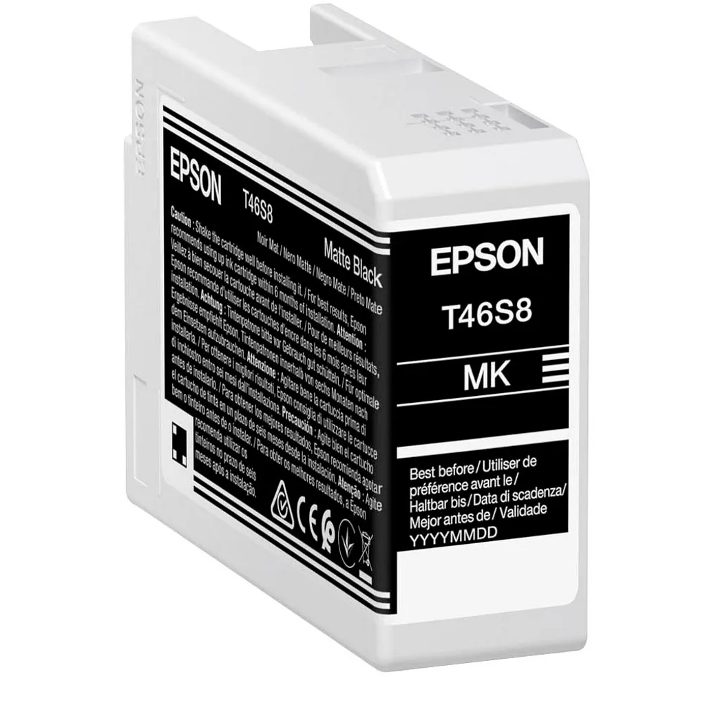 Epson T46S8 Noir Mat 25 ml : Encre UltraChrome Pro10 Haute Densité P700
