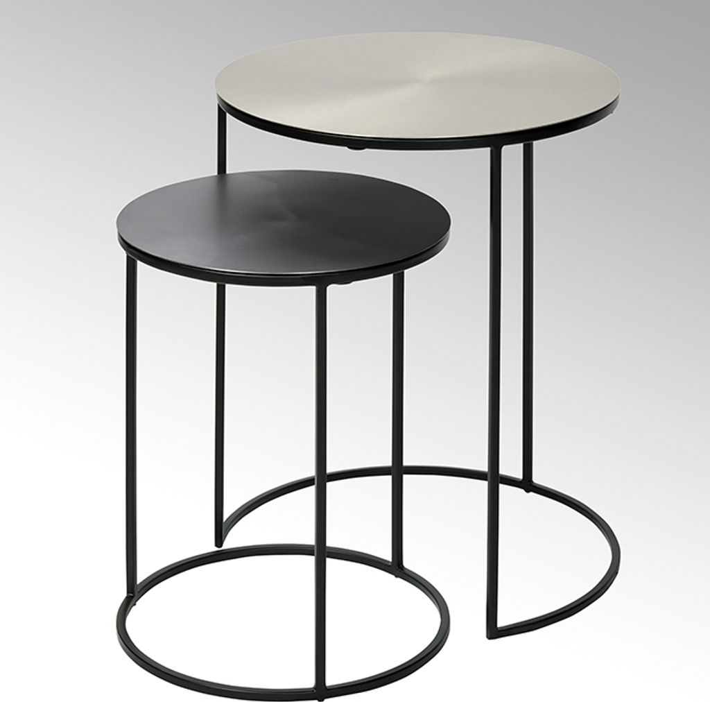 Lambert Nariko Beistelltisch-2er Satz, rund Untergestell Eisen, schwarz Tischplatte Aluminium, 50762