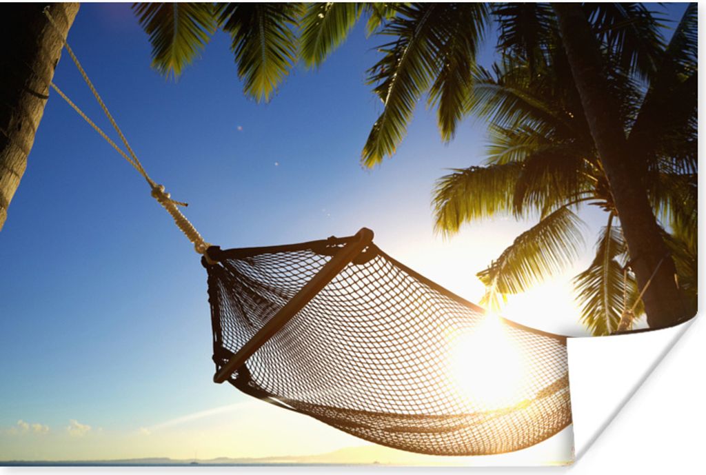 MuchoWow Poster Hängematte - Strand - Sonne 90x60 cm - Schlafzimmer