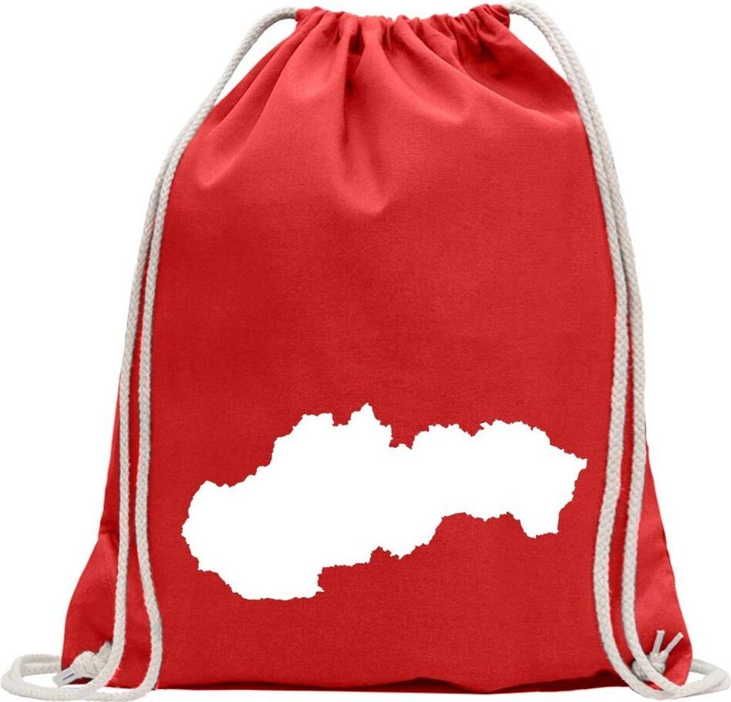 Kiwistar - Turnbeutel - rot - Slowakei Umriss Kontur - Fun Rucksack Sport Beutel Gymsack Baumwolle mit Ziehgurt