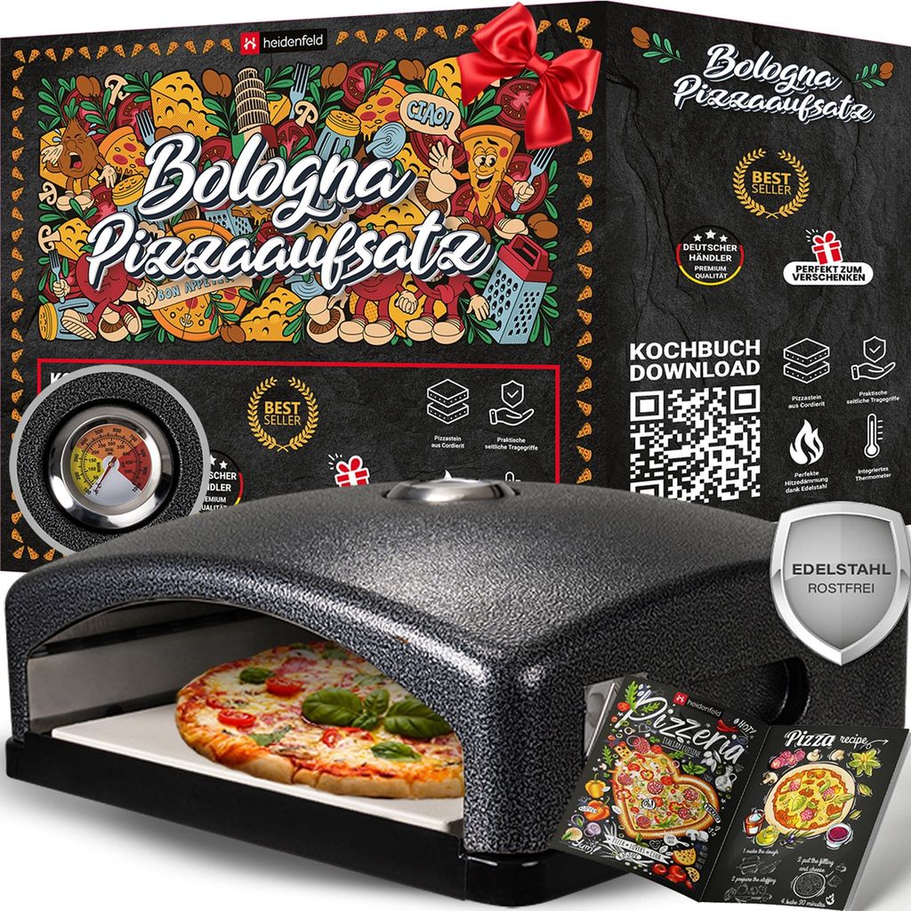 Heidenfeld Pizzaaufsatz Bologna | Pizzaofen Grillaufsatz - Produktbild 