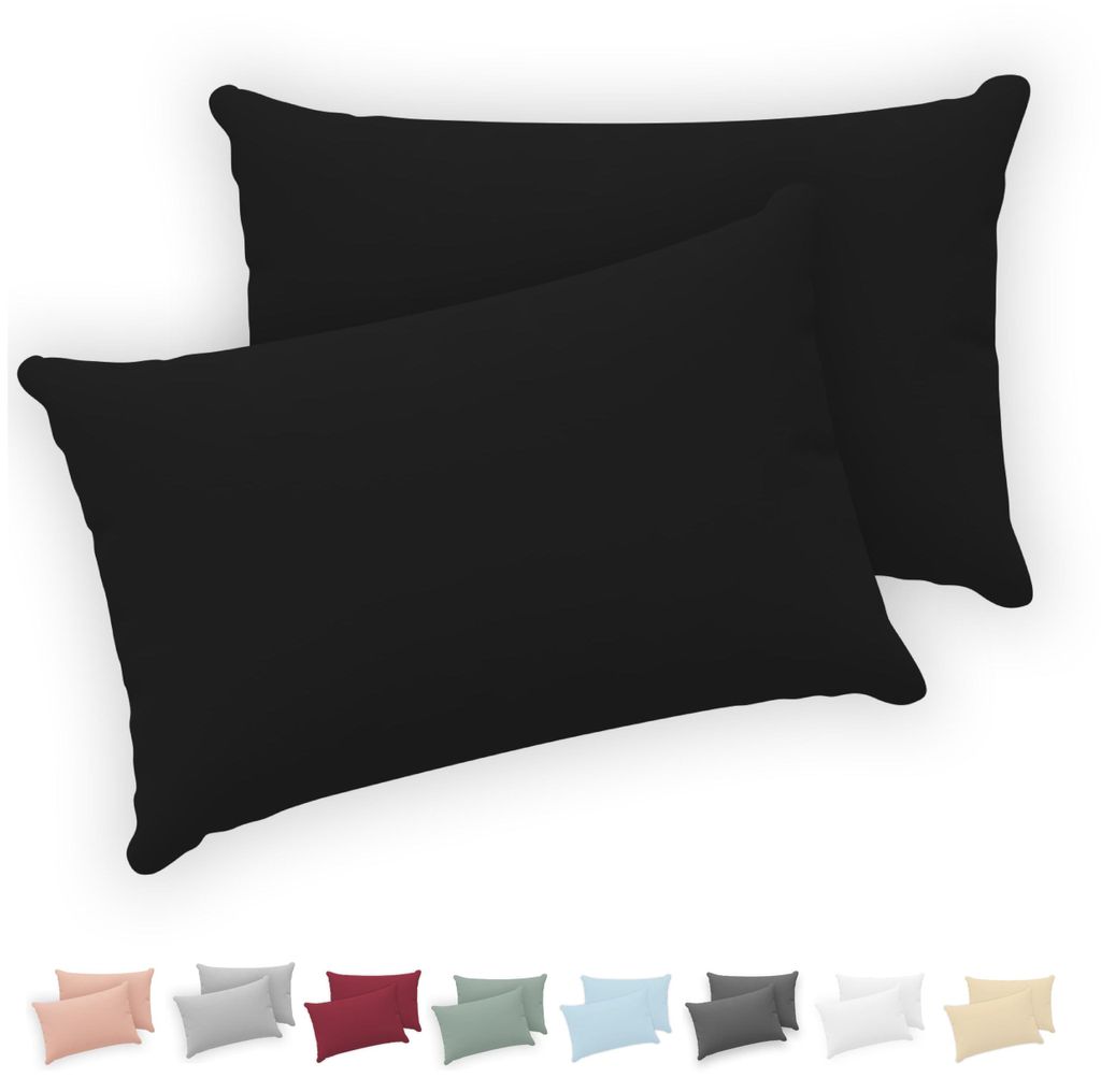 Kissenbezug 40x60 (2er-Set) – 100 % Jersey-Baumwolle, 150 g/m² – Schwarz – Für Kissenbezüge der Größe 40x60 cm – Kissenbezug – Kisse...