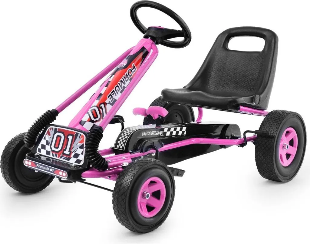 Kart à pédales rose pour enfants 98 x 59 x 61 cm - Voiture à pédales Fun