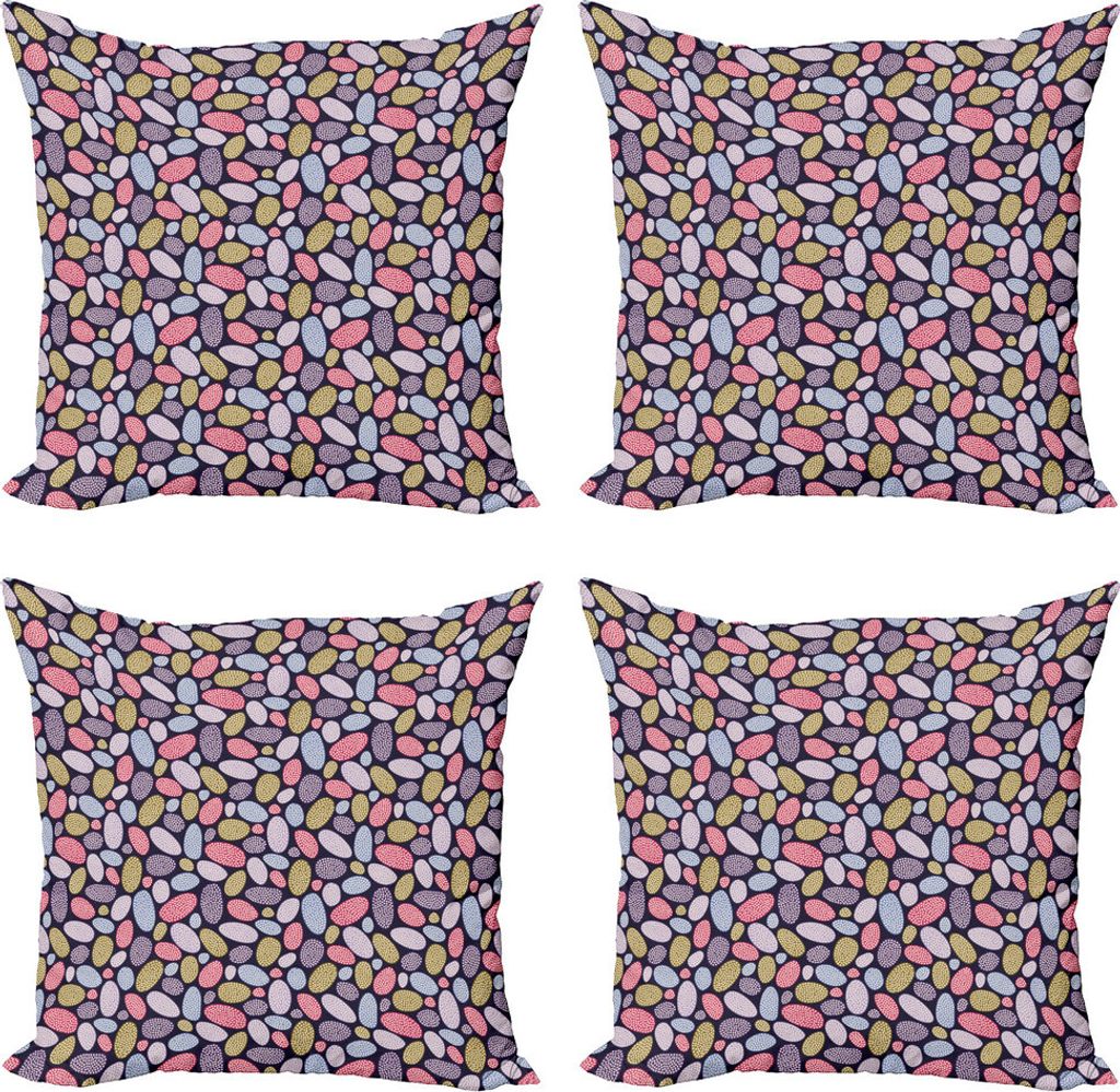 ABAKUHAUS Abstrakt Kissenbezug Set (4 Stück), Geometrische Formless Kreise, Moderner Doppelseitiger Digitaldruck, 60 cm x 60 cm, Mehrfarbig
